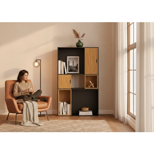 REGAŁ NA KSIĄŻKI METALOWE DREWNO LITE DĄB JESION OLCHA RNK-162